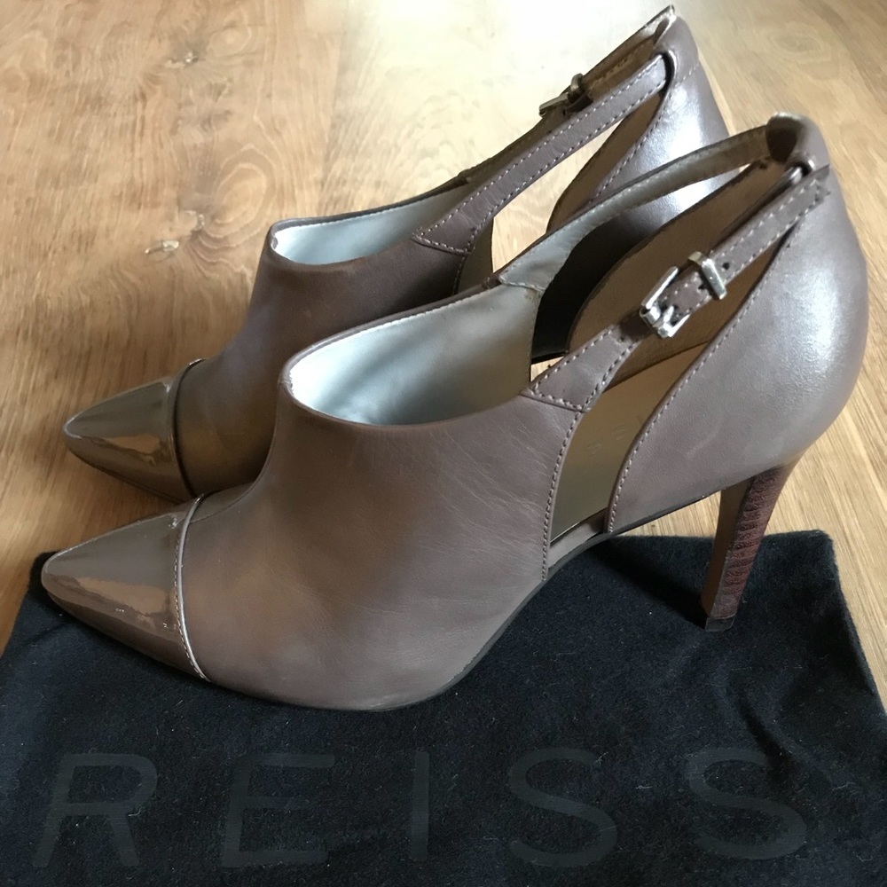 Excellent condition, Reiss taupe, bootie heels